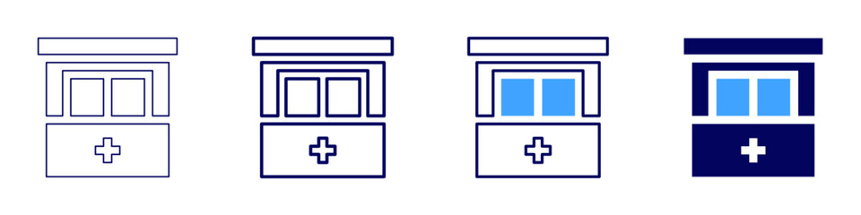 Medical rehabilitation centers icon in 4 different styles. Thin Line, Line, Bold Line, Duotone. Duotone style. Editable stroke