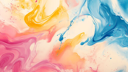 Colorful abstract painting of blended colors and marbled textures