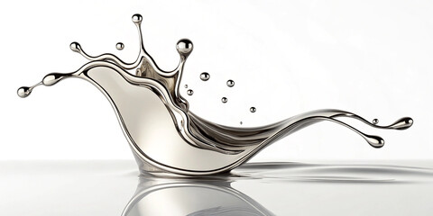 An Abstract Liquid Metallic Shape Isolated on a White Background for Modern Design
