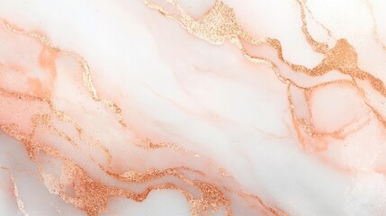 Fototapeta premium Abstract Pink and Gold Marble Texture: Elegant Swirls and Glittering Details