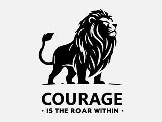 Fototapeta premium Lion Silhouette Vector Illustration with the text 