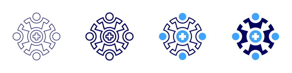 Medical virtual visits icon in 4 different styles. Thin Line, Line, Bold Line, Duotone. Duotone style. Editable stroke