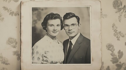 Vintage black and white photo of a young couple.