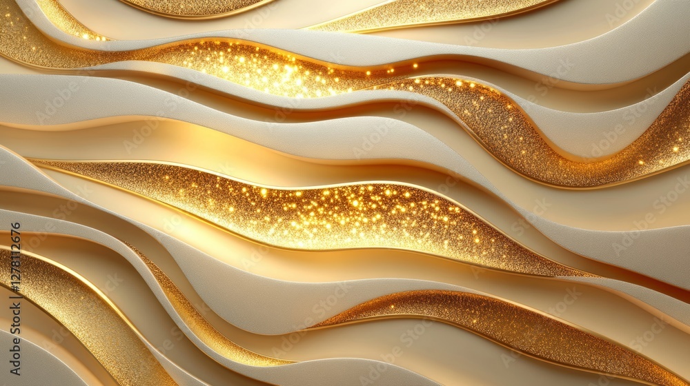 Poster abstract golden wavy design with glowing effect, creating a sense of luxury and elegance. the waves 