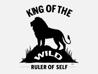 Naklejka premium Lion Silhouette Vector Illustration with the text 