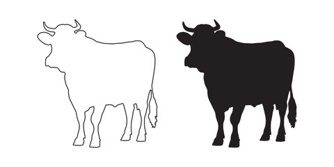 Minimalist Cow Silhouette - Elegant Cow Drawing for Decor - Cow Vector - Cow Illustration - Cow Vector - Cow Outline Vector - Cow Icon

