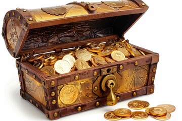 A treasure chest overflowing with gleaming gold coins, a symbol of wealth and prosperity.