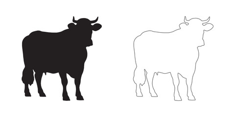 Simple Cow Figure - Modern Farm Animal Symbol - Cow Vector - Cow Illustration - Cow Vector - Cow Outline Vector - Cow Icon
