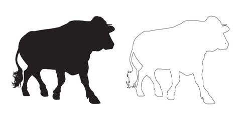 High-Quality Cow Silhouette - Black and White Cow Artwork - Cow Vector - Cow Illustration - Cow Vector - Cow Outline Vector
