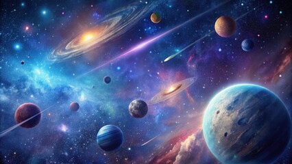 A Celestial Tapestry Planets, Stars, and Nebulae in a Vibrant Cosmic Dance