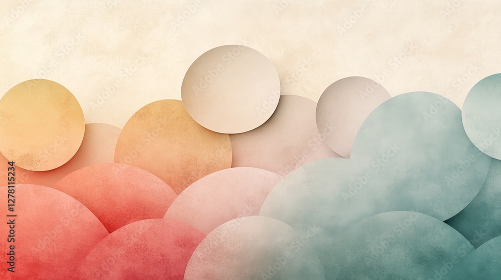 Poster colorful overlapping circles with gradients creating an abstract illustration