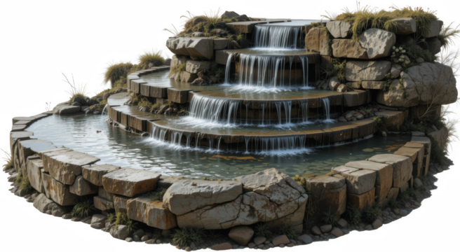 Serene Multi Tiered Stone Waterfall Garden Fountain Landscape Design