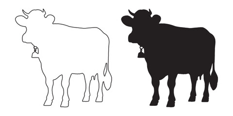 Cow Silhouette - Modern Cow Outline for Prints - Cow Vector - Cow Illustration - Cow Vector - Cow Outline Vector
