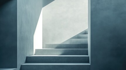Teal Concrete Staircase in Modern Minimalist Architecture