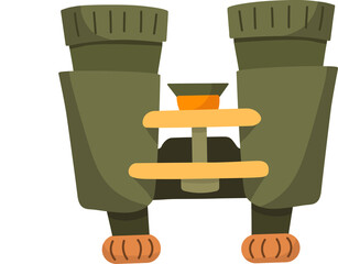 binoculars, hiking and camping illustration.
