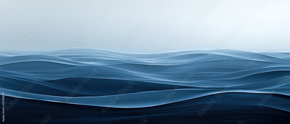 Poster serene blue ocean waves abstract digital art background with gentle motion and smooth texture for cr