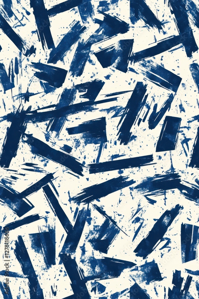 Poster dynamic indigo brushstrokes on cream backdrop create a bold abstract pattern for modern designs and 