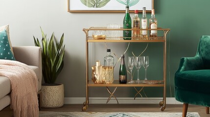 Stylish Bar Cart Setup for Entertaining Guests