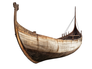 Isolated Empty Wooden Viking Ship