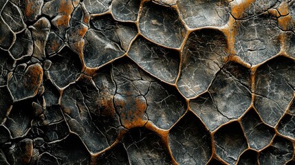 Close-Up of Cracked Textured Surface with Dark and Warm Tones