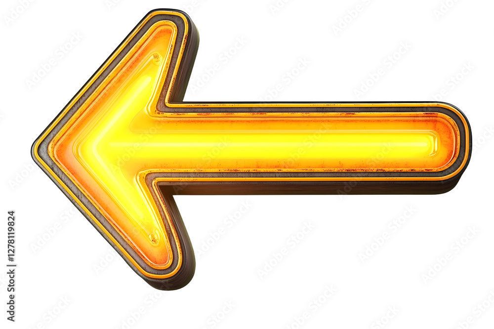 Aufkleber bright yellow arrow with neon outline is isolated on transparency background, creating striking and 