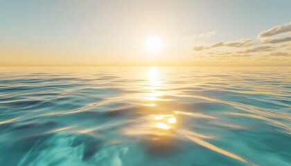 Obraz premium Calm ocean reflects the golden sunrise near the horizon