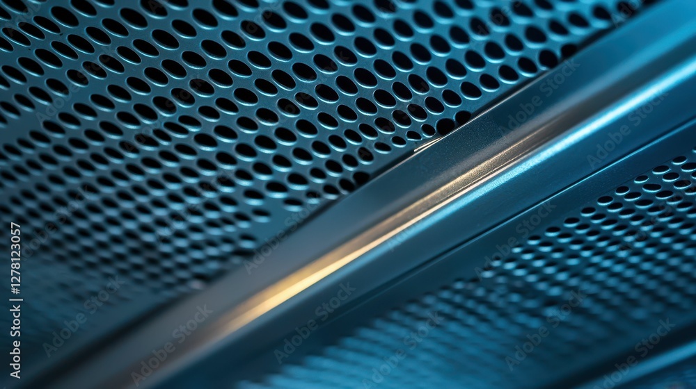 Poster abstract metallic pattern with holes and reflections for design