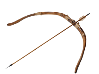 Isolated Wooden Bow and Arrow