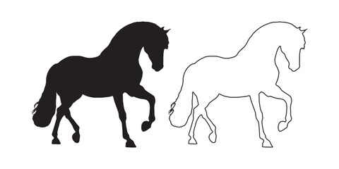 Horse Silhouette - Detailed Horse Shape for Prints - Horse Vector - Horse Illustration - Horse Vector - Horse Outline Vector - Horse Icon
