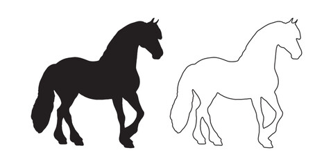 High-Quality Horse Silhouette - Black and White Horse Artwork - Horse Vector - Horse Illustration - Horse Vector - Horse Outline Vector - Horse Icon
