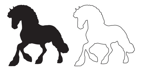Simple Horse Silhouette - Clean Horse Line Art - Horse Vector - Horse Illustration - Horse Vector - Horse Outline Vector - Horse Icon
