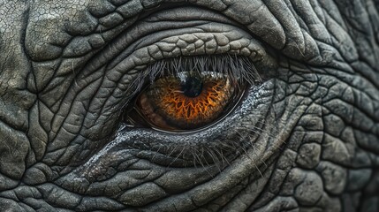 Close-up of Rhinos Eye Capturing Intricate Textures and Colors