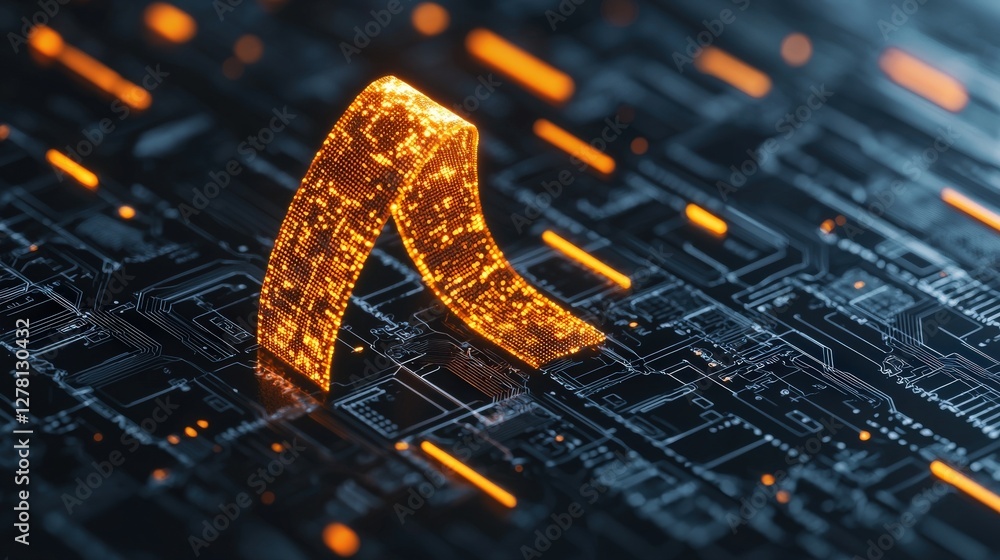 Poster glowing digital abstract with circuitry background