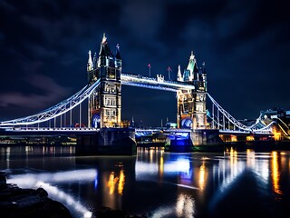 Obraz premium Tower Bridge Illuminated at Night