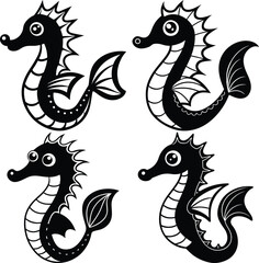 Stylized Sea Dragon Vector Icon Set for Digital & Print Projects.
