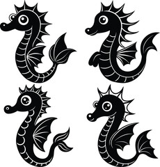 Fototapeta premium Stylized Sea Dragon Vector Icon Set for Digital & Print Projects.