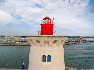 Espigón de la baliza de Puerto Sherry en Santa Maria, Cadiz, Andalucia