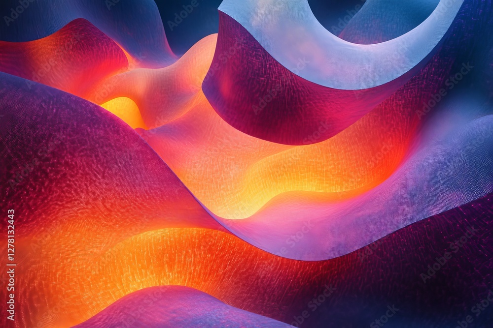 Poster a vibrant abstract background that looks like glowing waves. the colors are warm and inviting with c