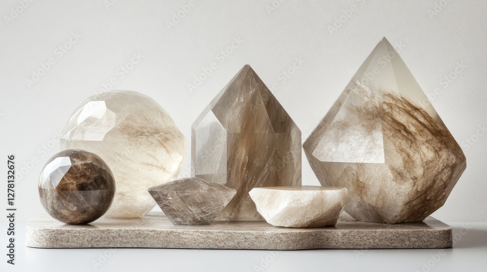 Poster crystal formations of different shapes and sizes on a surface