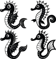Stylized Sea Dragon Vector Icon Set for Digital & Print Projects.