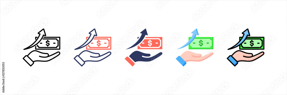 Sticker Profit Growth Multistyle Icon Set