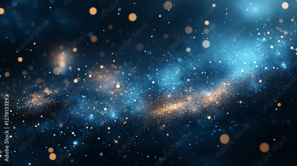 Poster beautiful abstract image of glowing lights and particles in space
