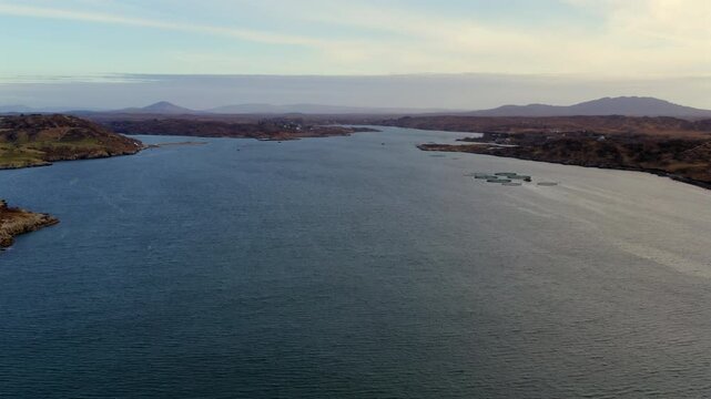 Aerial view of Clifden Bay, Connemara, from Sky Road viewpoint, Ireland