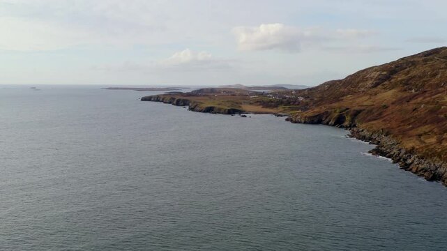Drone pans showcasing Ardmore coastline, featuring Clifden Bay, Connemara