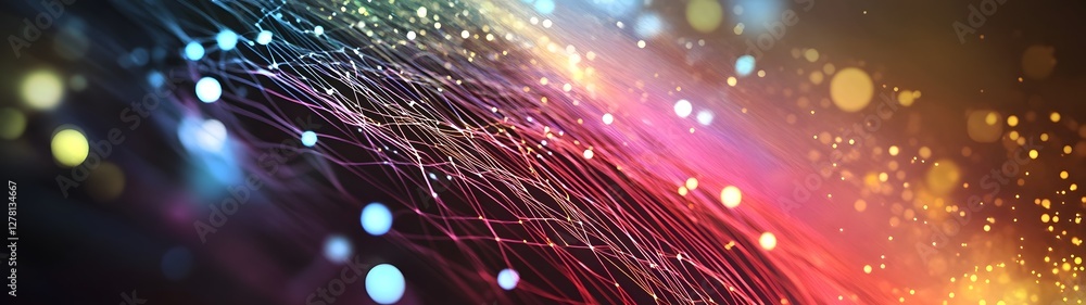 Fototapete A mesmerizing and captivating abstract digital showcasing a cosmic explosion of vibrant colorful luminous energy waves sparks and particles in a futuristic cutting edge and visionary design