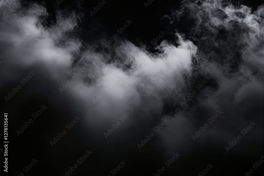 Poster abstract smoky patterns in black and white background.