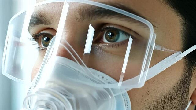 Patient Using Nebulizer Mask for Respiratory Treatment