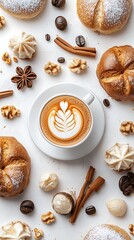 Bakery latte art overhead