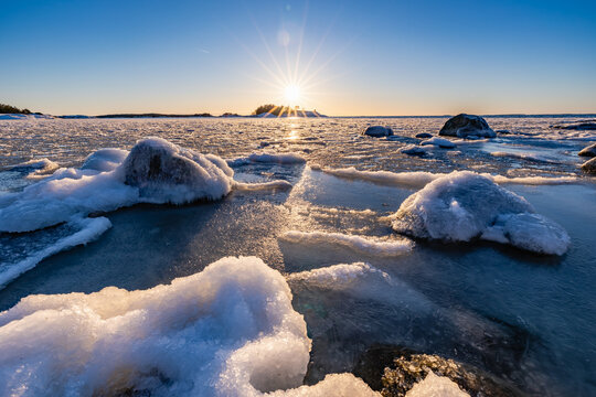 winter landscape with ice - Powered by Adobe