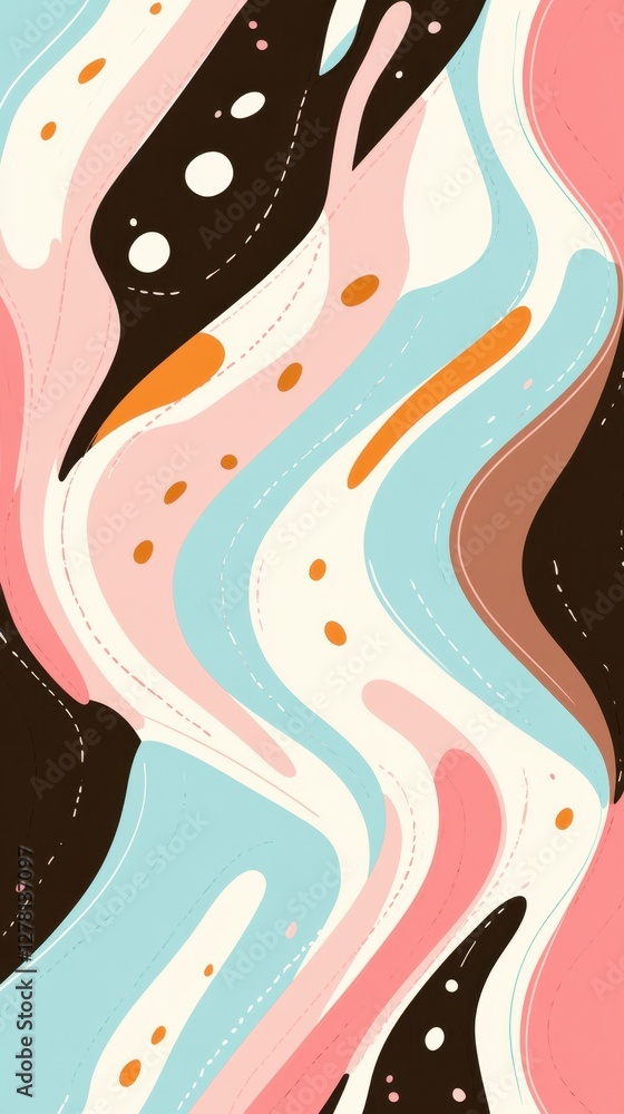 Poster abstract pastel wave background with fluid shapes and organic forms for modern design projects and c